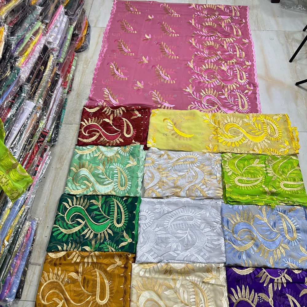 Embroidery Pashmina - Wholesale Traditional Ethnic Chiffon Scarf Durable