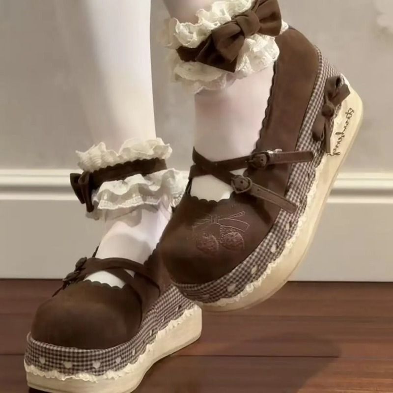 Embroidery Motif - Lolita High Heels Height Increasing Thick