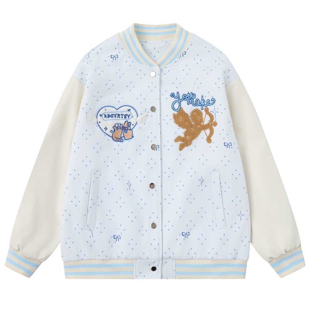 Embroidery Knot - Japan Harajuku Cute Cartoon Embroidery Bomber