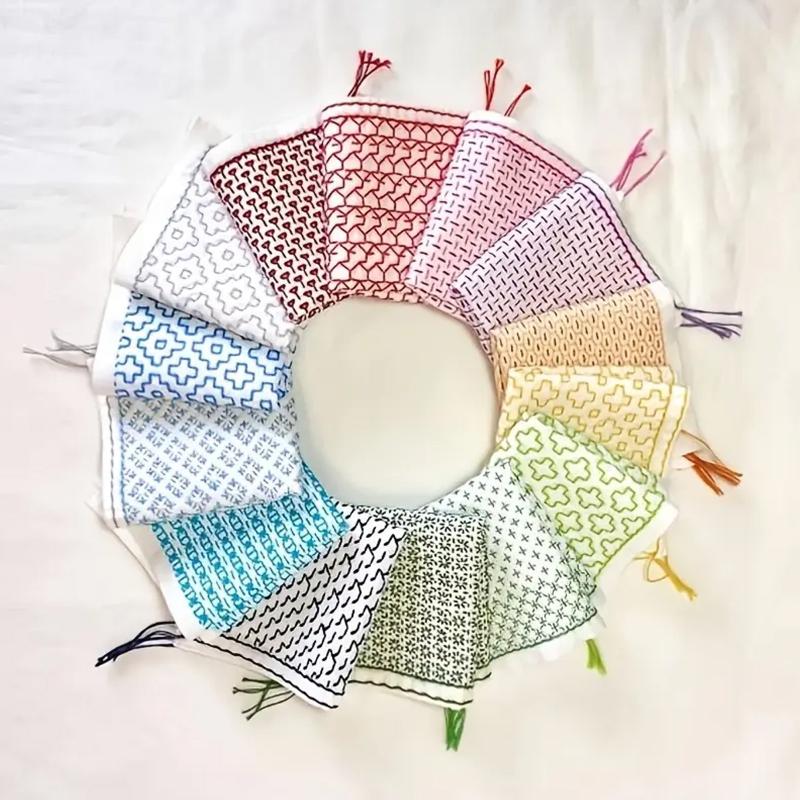 Embroidery Diy - 9/32Pcs Thread And Needles Denim Fabric