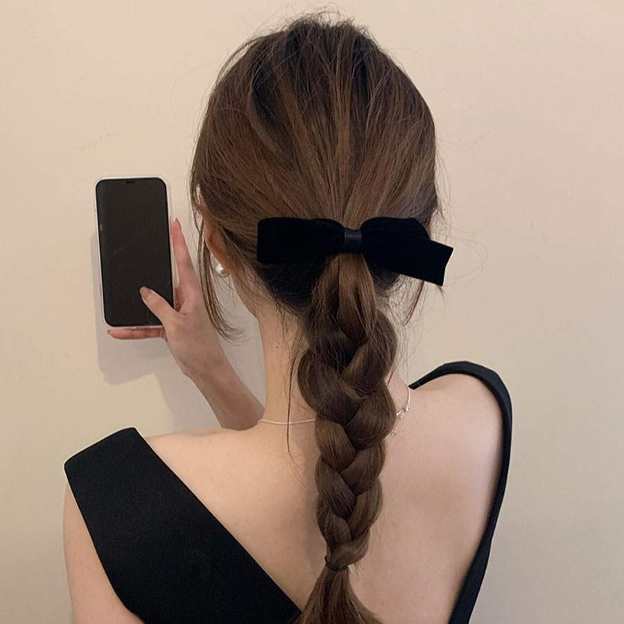 2pcs/Set Bow Hair Clips Velvet - Embroidery Knot ulasan dan harga