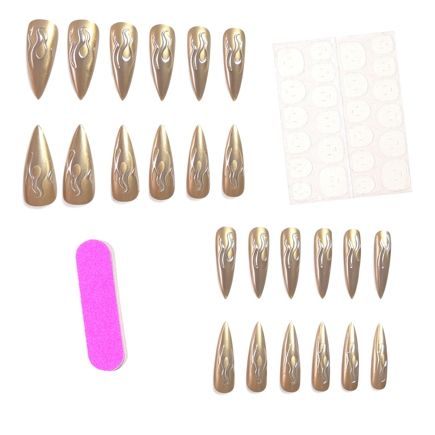 24PCS 3D Chrome Silver Gold Fl - Embroidery Effect ulasan dan harga