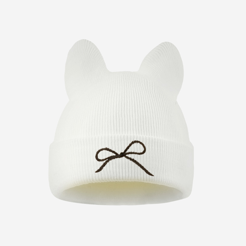 1-3Y Toddler Cat Ear Knit Bean - Embroidery Cat ulasan dan harga
