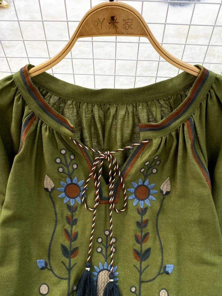 Women Spring Blouse Ethnic Sty - Embroidery Uniforms ulasan dan harga
