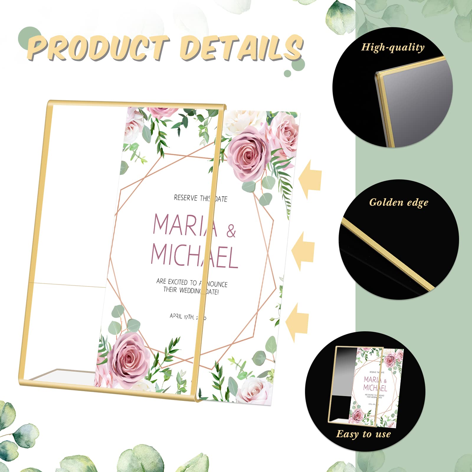 Gold Frame Acrylic Sign Holder - Embroidery Studio ulasan dan harga