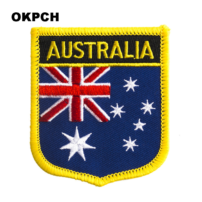 Australia Flag Shield Shape Ir - Embroidery Australia ulasan dan harga