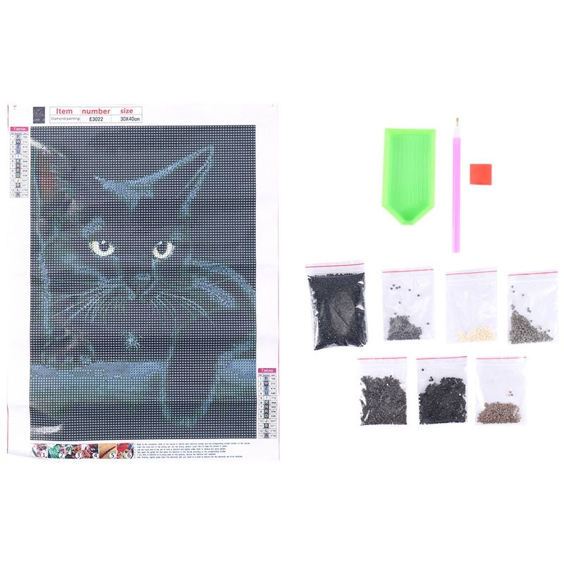A84X-Animal Black Cat Diamond  - Embroidery Cat ulasan dan harga