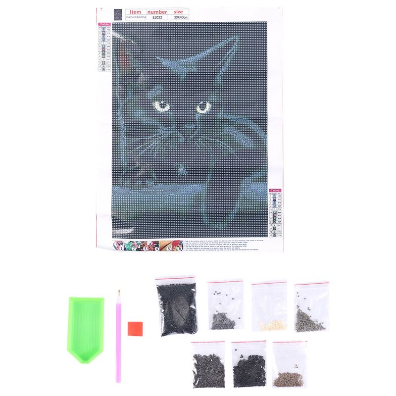 A84X-Animal Black Cat Diamond  - Embroidery Cat ulasan dan harga
