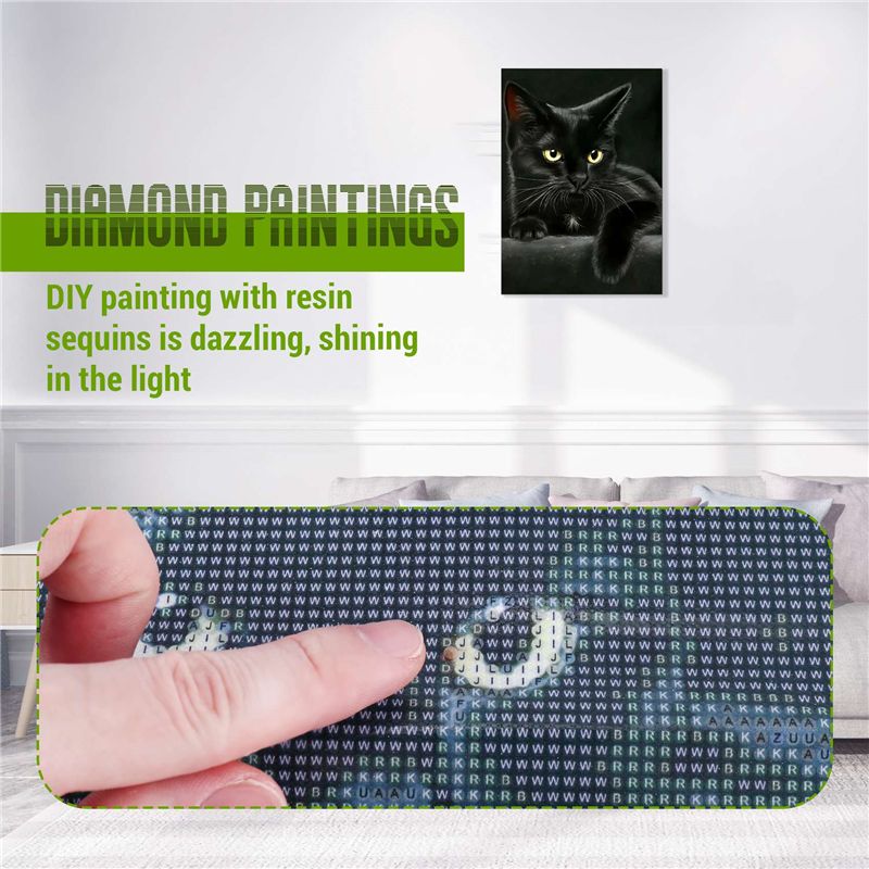A84X-Animal Black Cat Diamond  - Embroidery Cat ulasan dan harga