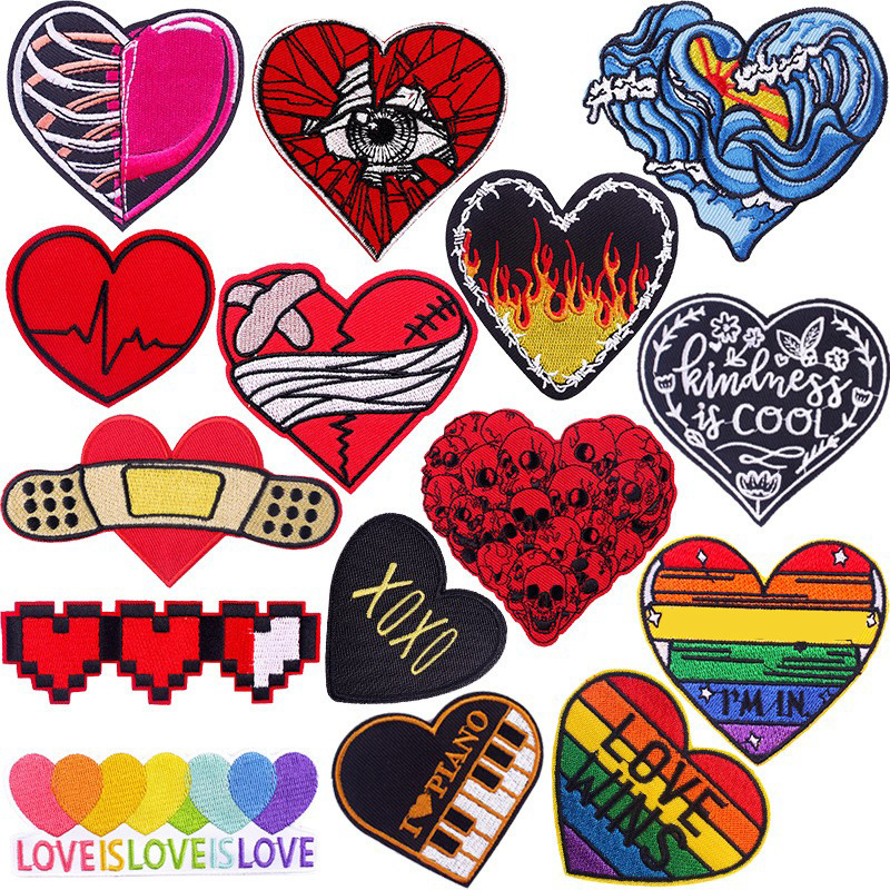 Designer Punk Love Heart Iron- - Embroidery Design Love ulasan dan harga