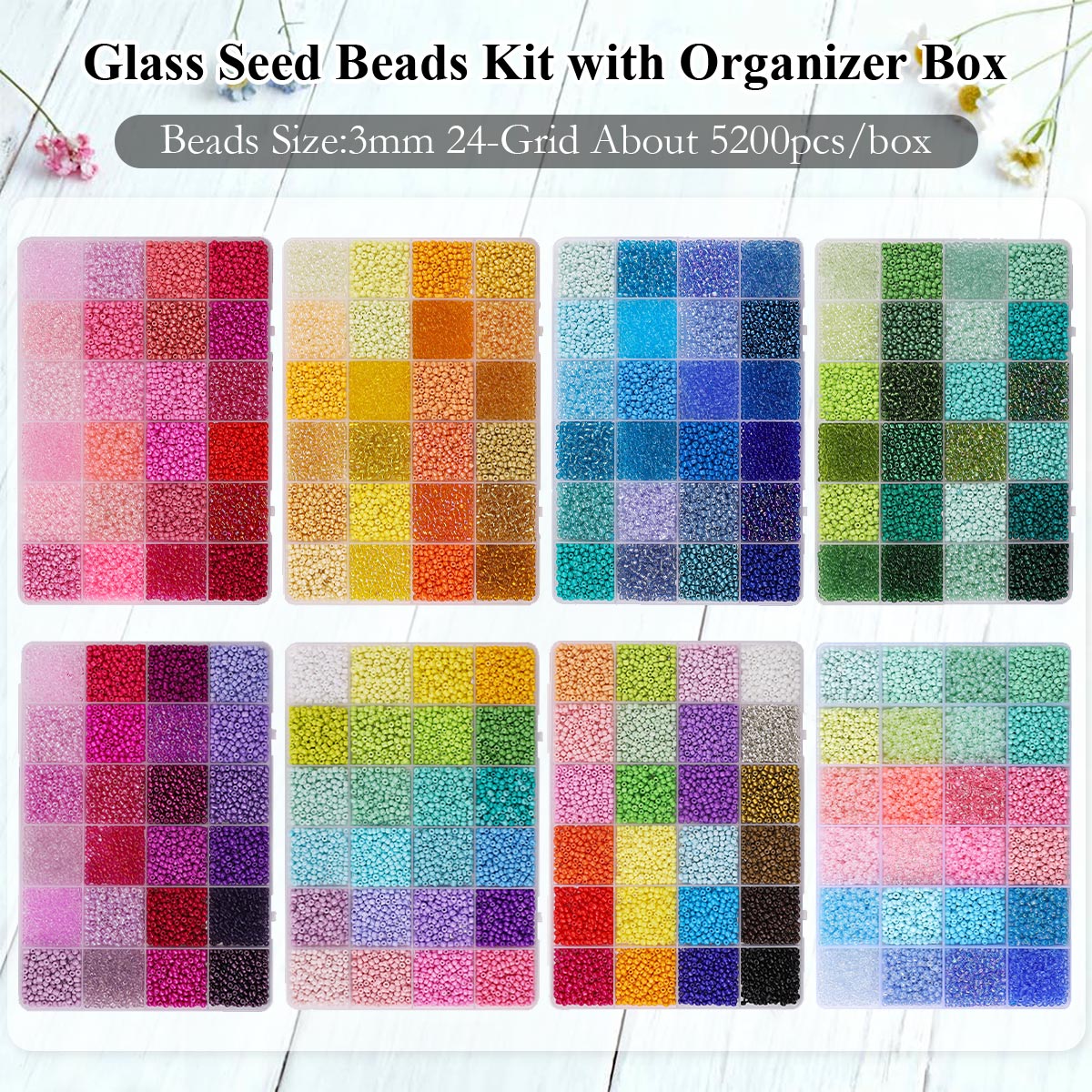 5200pcs 3mm Glass Seed Beads K - Embroidery Beads ulasan dan harga