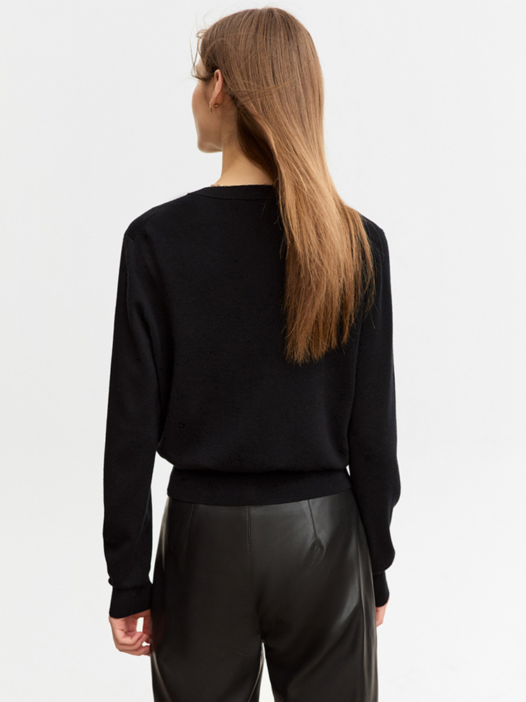 AMII Minimalist Woolly Sweater - Embroidery Lady Bug ulasan dan harga