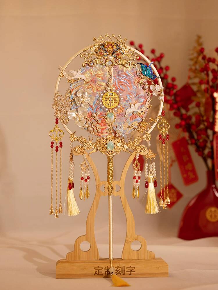Chinese Style Bride Round Fan  - Embroidery Diy ulasan dan harga