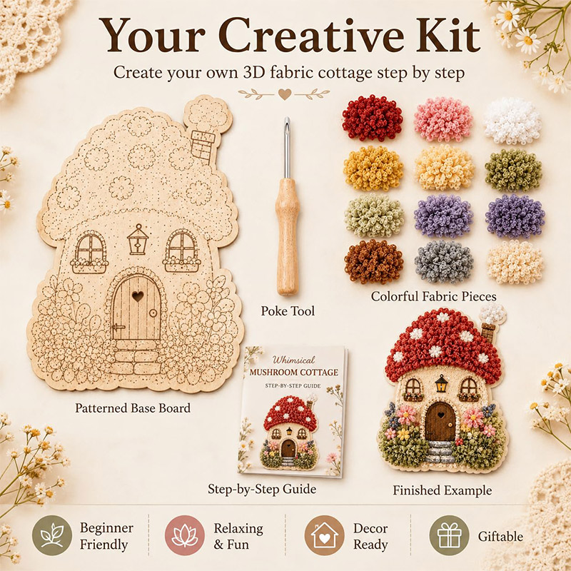 3D Mushroom House Poke Art DIY - Embroidery Diy ulasan dan harga