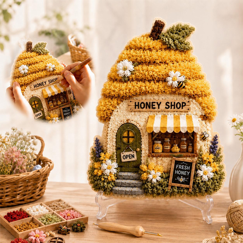 3D Mushroom House Poke Art DIY - Embroidery Diy ulasan dan harga