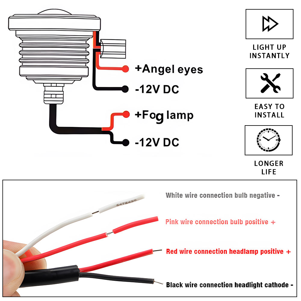 12V Angel Eye Car LED Fog Ligh - Embroidery Effect ulasan dan harga