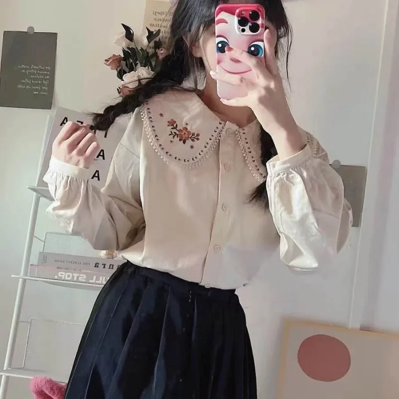 Shirts Women Japan Style Embro - Embroidery Design Love ulasan dan harga