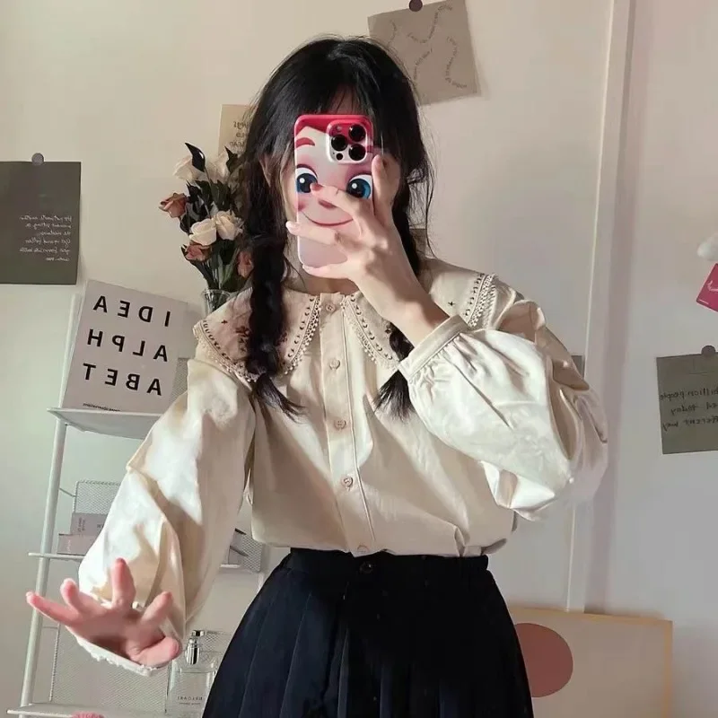 Shirts Women Japan Style Embro - Embroidery Design Love ulasan dan harga