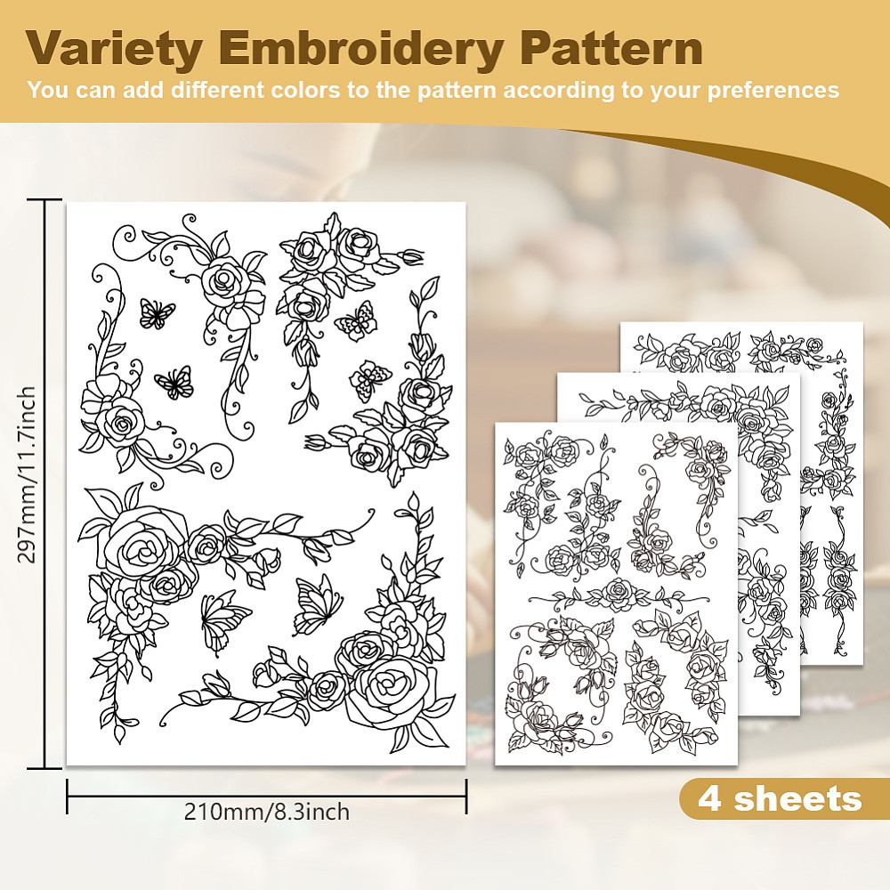 38Pcs Rose Lace 4 Sheets Water - Embroidery Rose ulasan dan harga