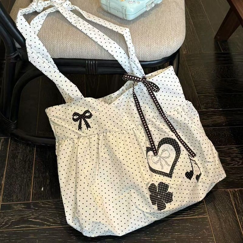 Korean Polka Dot Shoulder Bag  - Embroidery Design Love ulasan dan harga