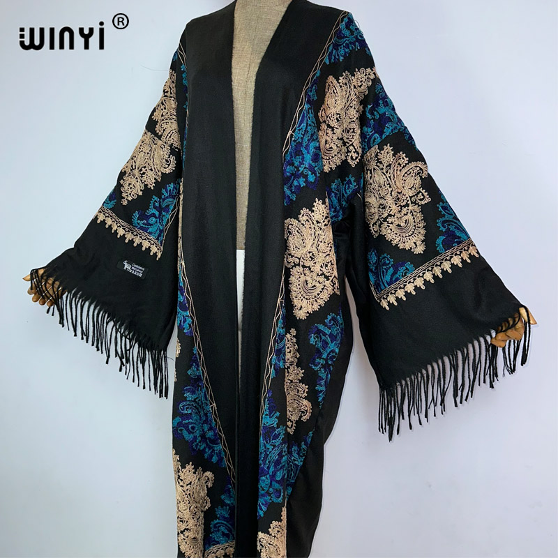 WINYI Winter Women Tassel Pash - Embroidery Pashmina ulasan dan harga