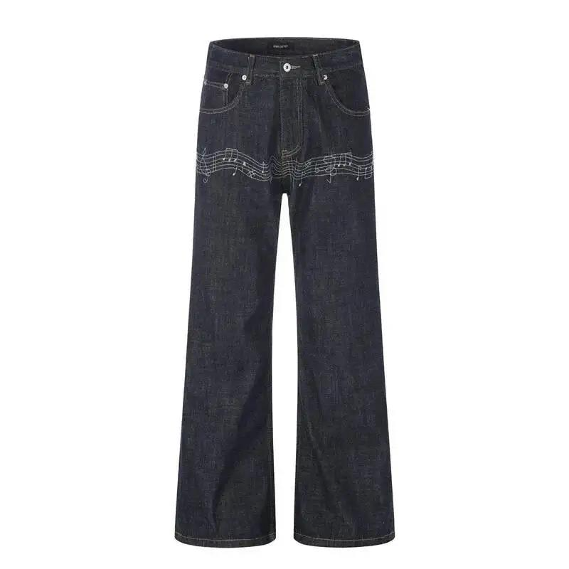 Raw Denim Blue Men's Flared Je - Embroidery Design Love ulasan dan harga