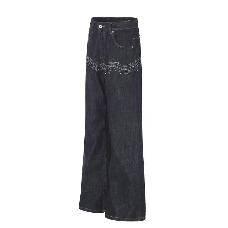 Raw Denim Blue Men's Flared Je - Embroidery Design Love ulasan dan harga