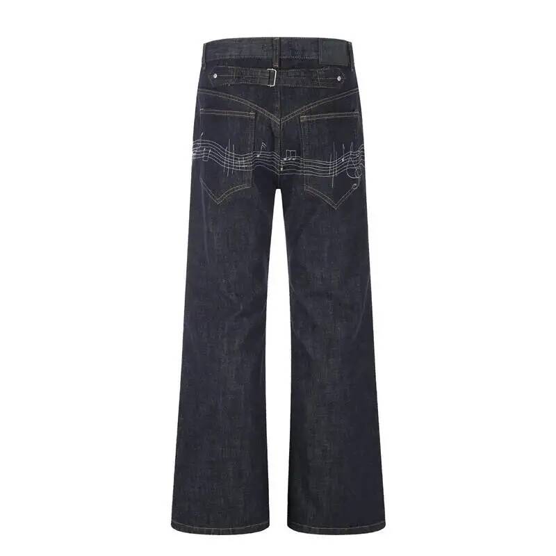 Raw Denim Blue Men's Flared Je - Embroidery Design Love ulasan dan harga