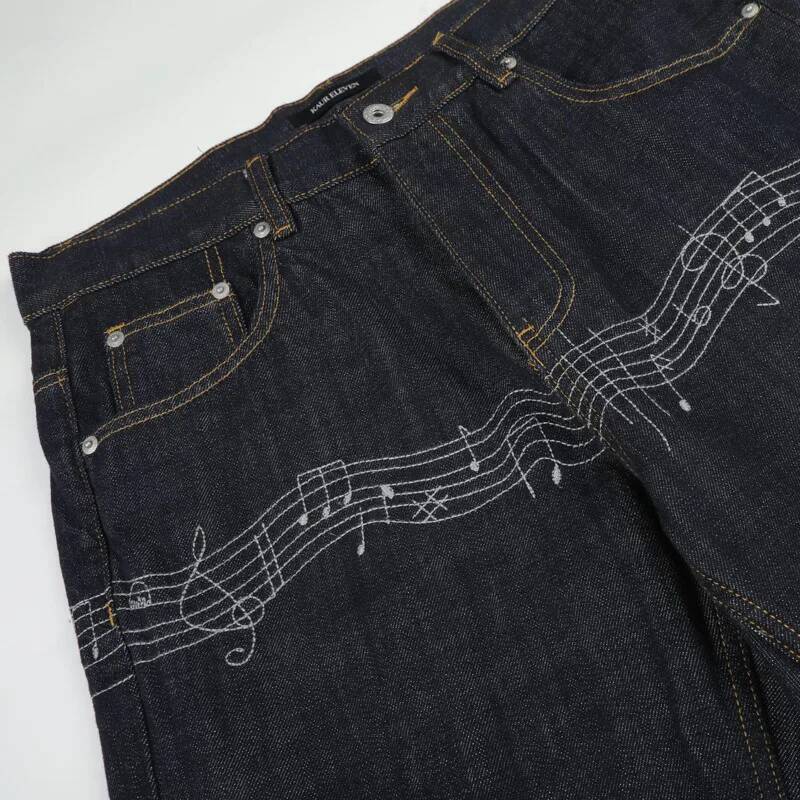 Raw Denim Blue Men's Flared Je - Embroidery Design Love ulasan dan harga