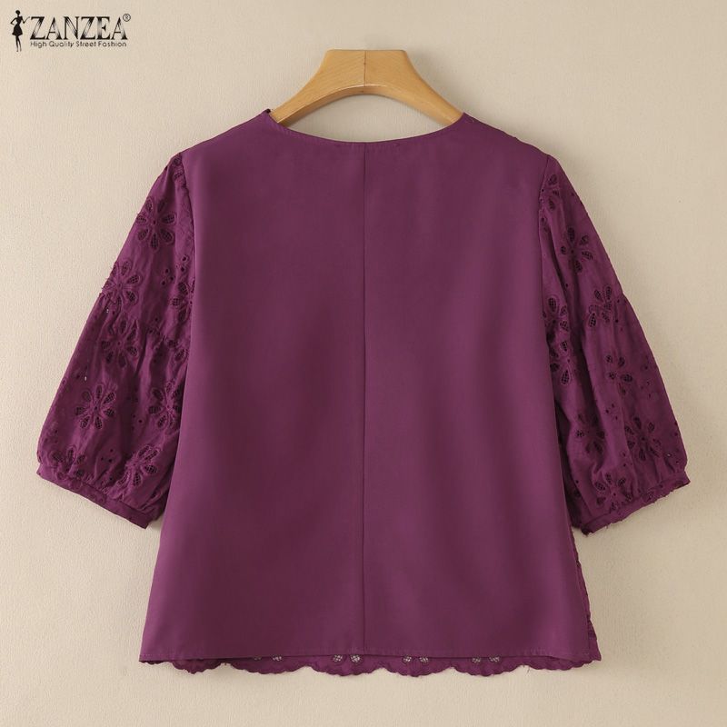 ZANZEA 2026 Eyelet Embroidery  - Embroidery Motif ulasan dan harga