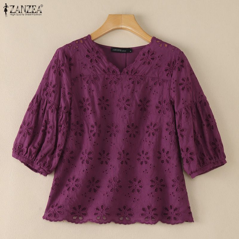 ZANZEA 2026 Eyelet Embroidery  - Embroidery Motif ulasan dan harga