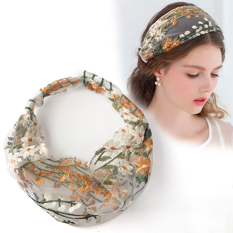 Female Ethnic Hairbands Elasti - Embroidery Knot ulasan dan harga