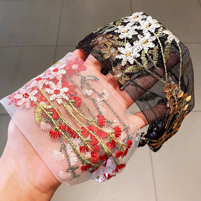 Female Ethnic Hairbands Elasti - Embroidery Knot ulasan dan harga