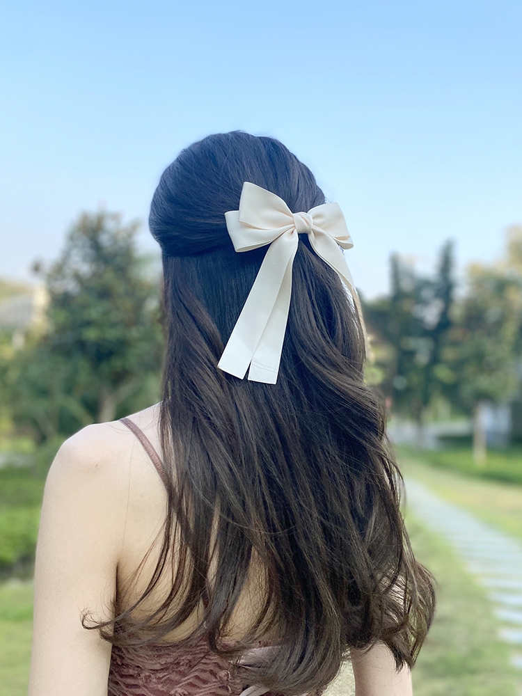 Korea Elegant Long Ribbon Bow  - Embroidery Knot ulasan dan harga