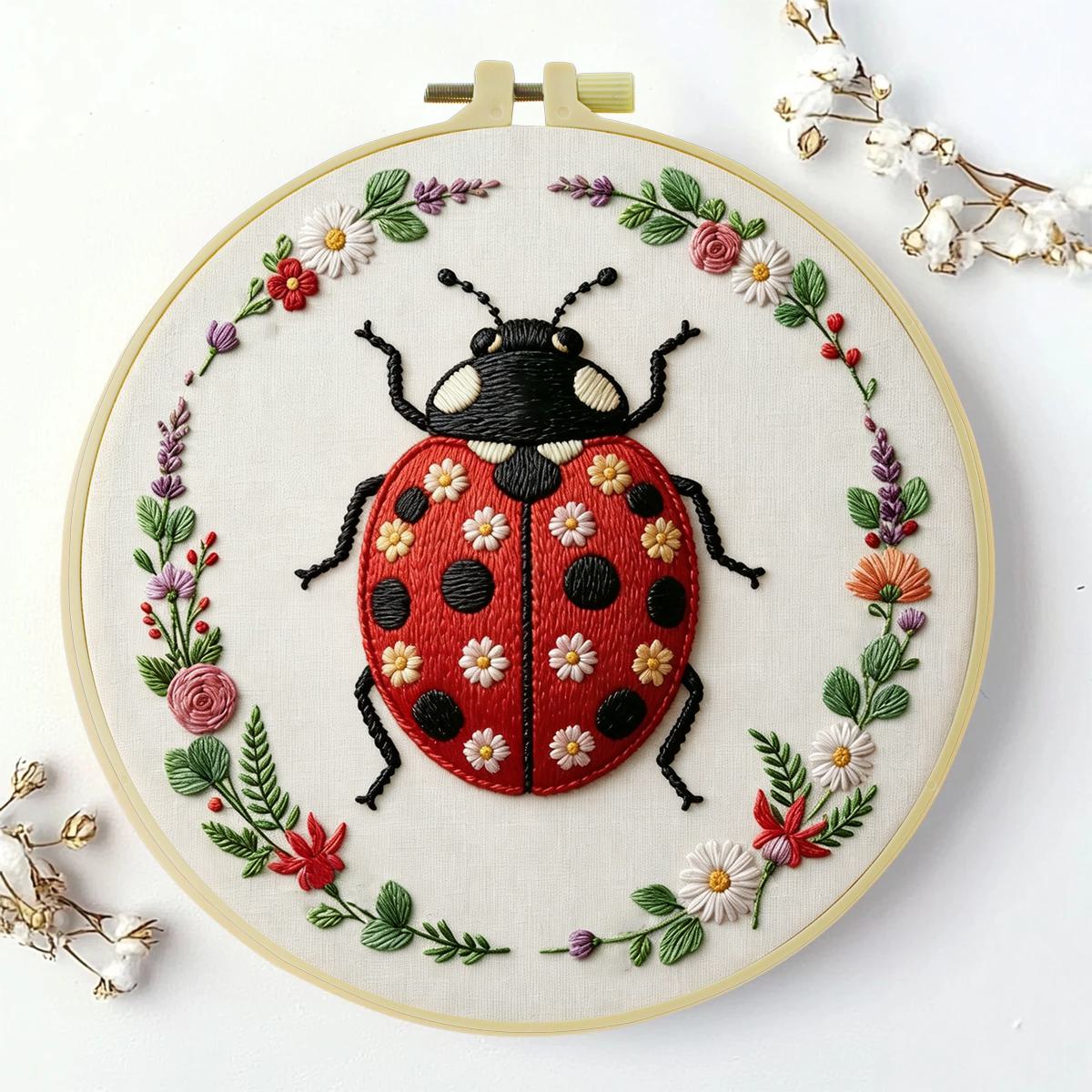 1pc 20X20CM/15X15CM 7.87/6.3in - Embroidery Lady Bug ulasan dan harga