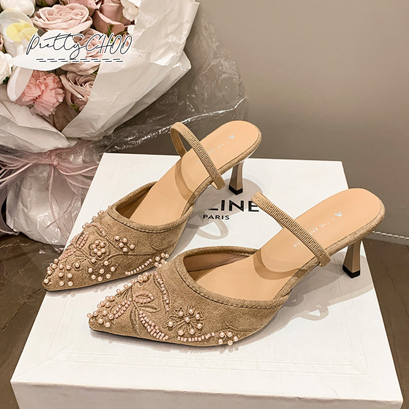 Pearl Beads Slingback Pump Sho - Embroidery Beads ulasan dan harga