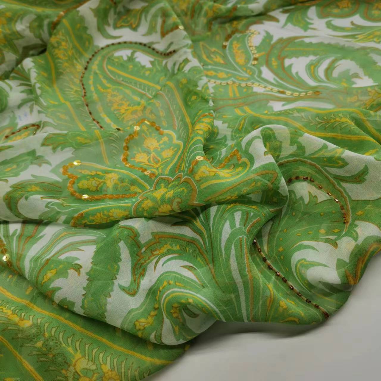 Sequin Silk Georgette Fabric P - Embroidery Pashmina ulasan dan harga