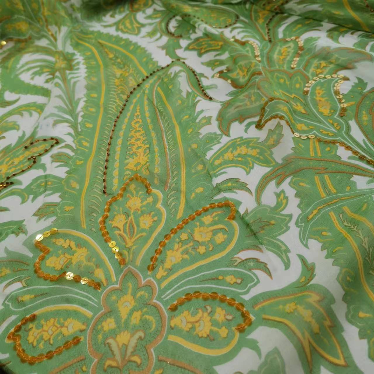 Sequin Silk Georgette Fabric P - Embroidery Pashmina ulasan dan harga