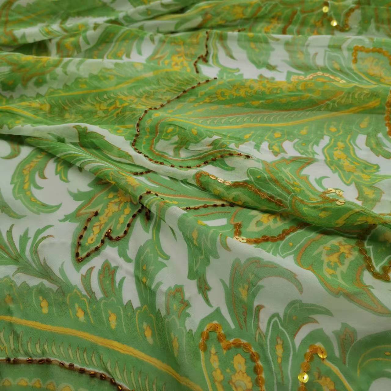 Sequin Silk Georgette Fabric P - Embroidery Pashmina ulasan dan harga