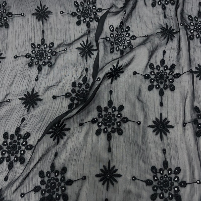Black Semi Transparent Hollow  - Embroidery Knot ulasan dan harga