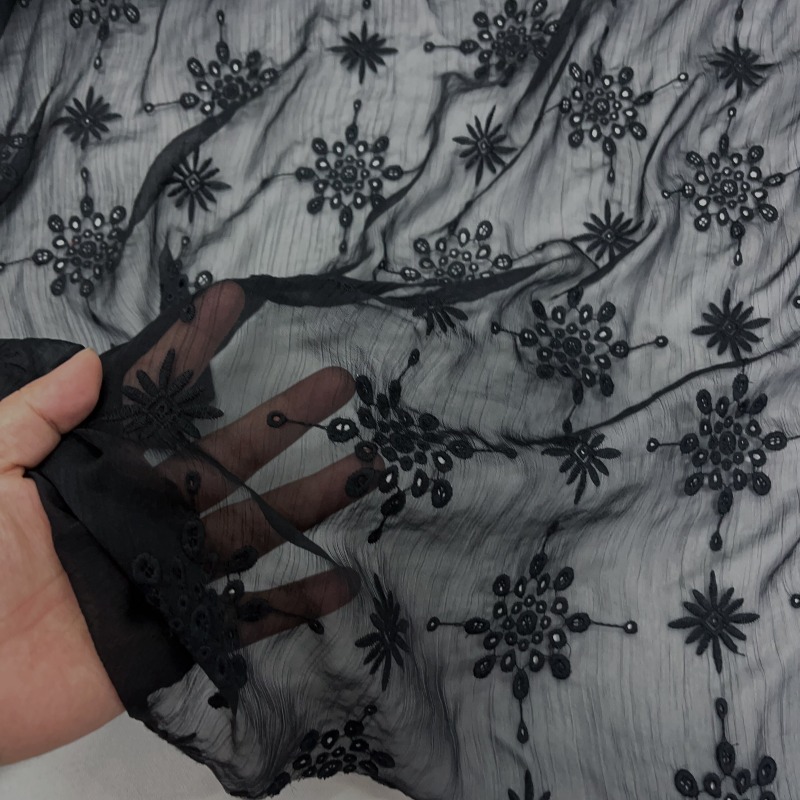 Black Semi Transparent Hollow  - Embroidery Knot ulasan dan harga