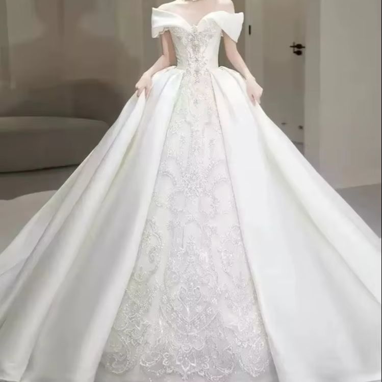 Chic Wedding Dresses Off Shoul - Embroidery Beads ulasan dan harga