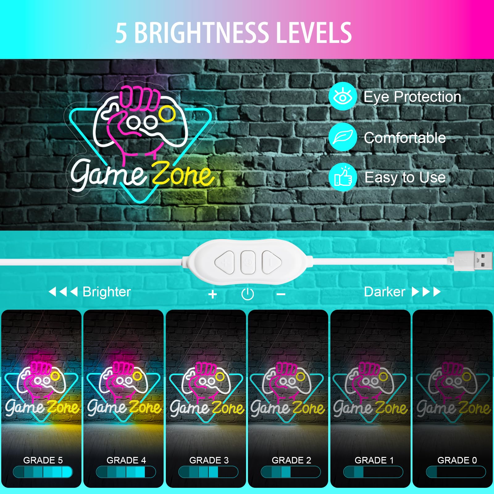 Game Zome Neon Sign LED Wall D - Embroidery Studio ulasan dan harga
