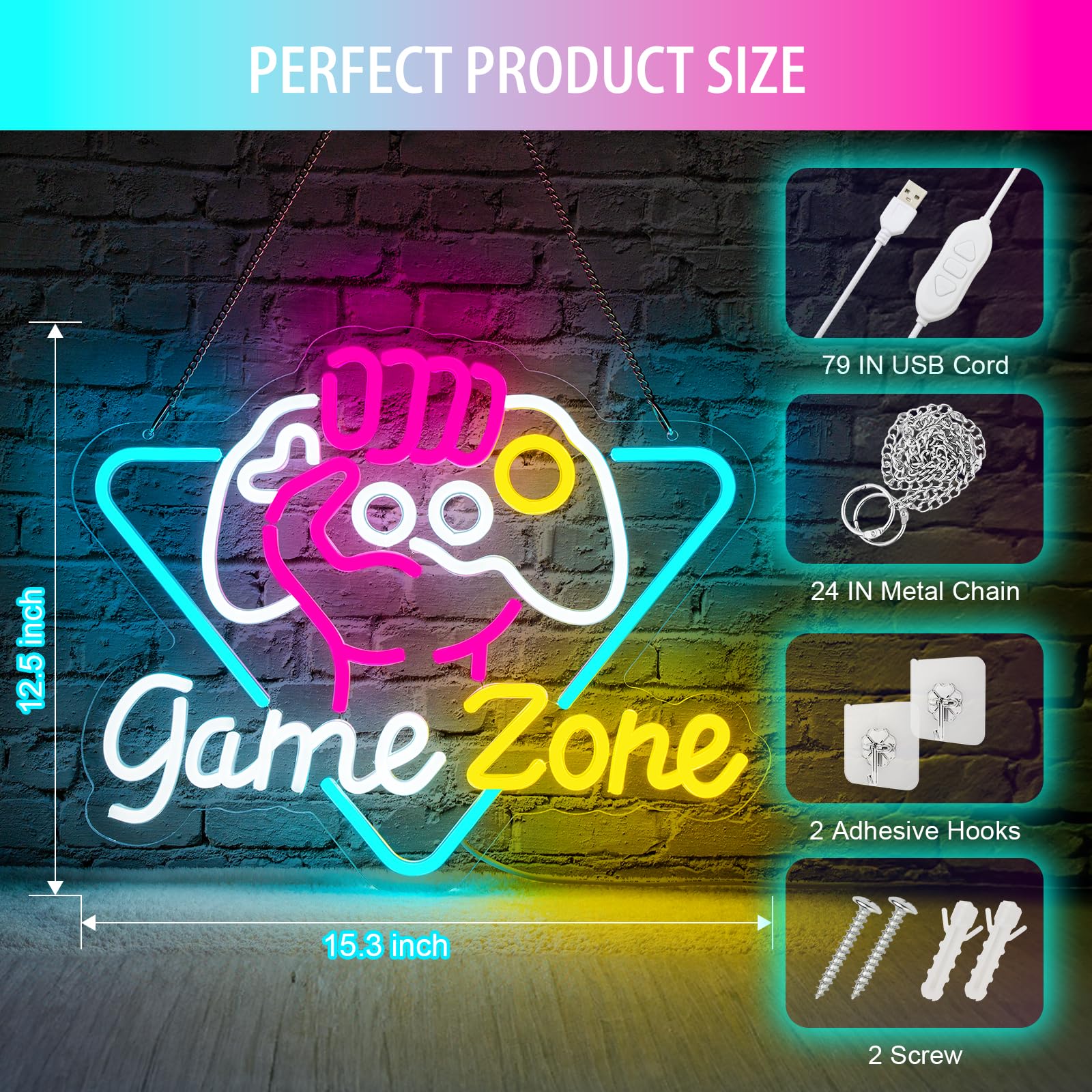 Game Zome Neon Sign LED Wall D - Embroidery Studio ulasan dan harga