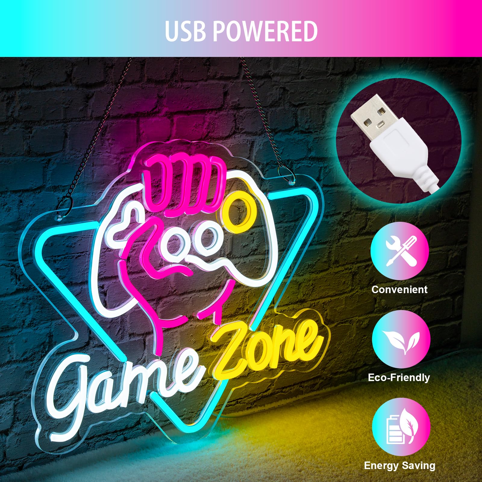 Game Zome Neon Sign LED Wall D - Embroidery Studio ulasan dan harga