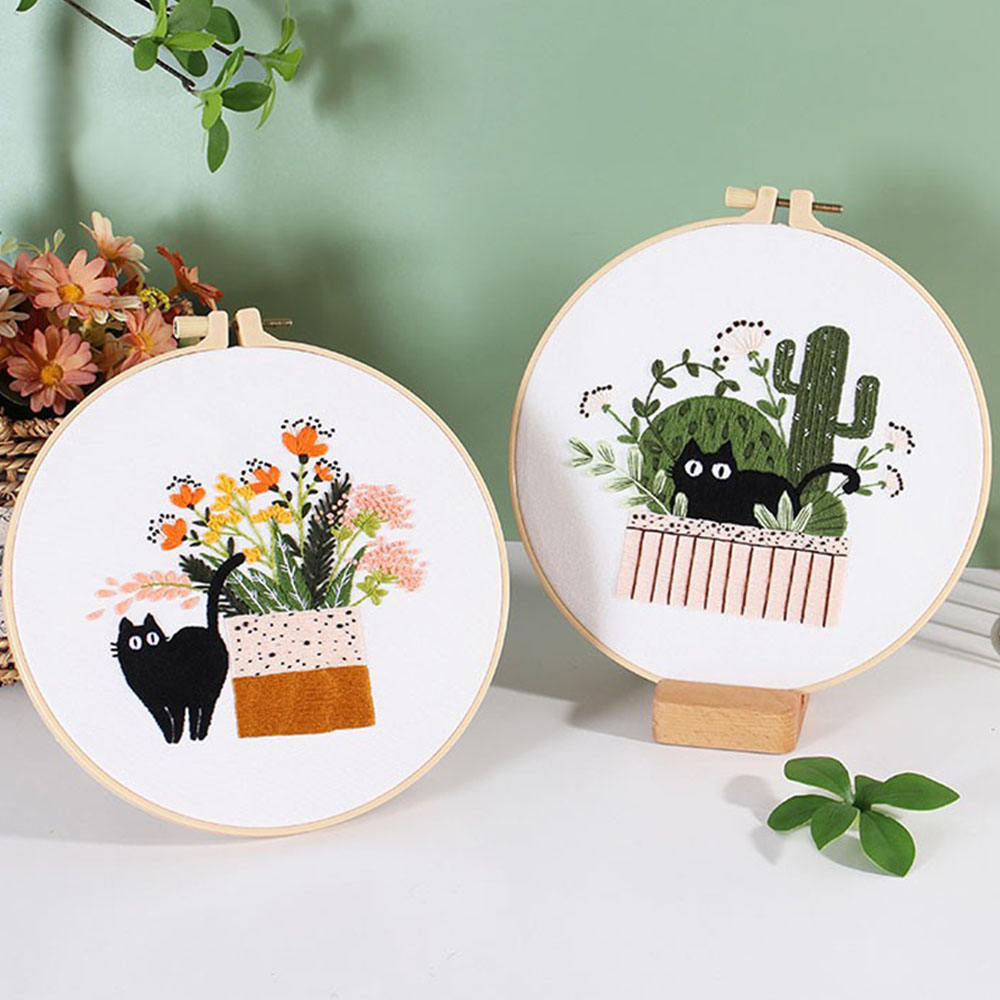 Embroidery Kit with Black Cat  - Embroidery Ideas For Bags ulasan dan harga