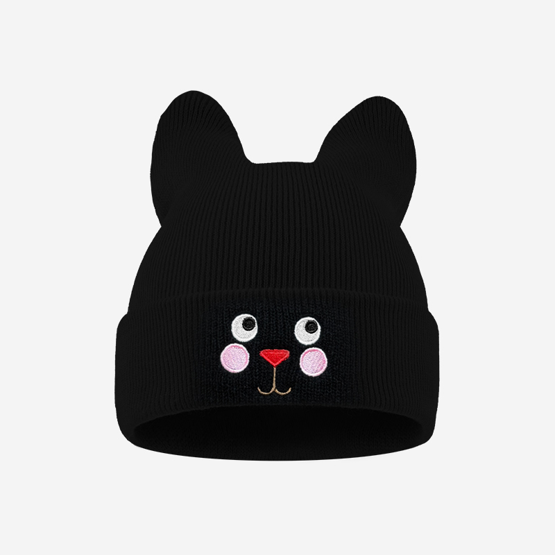 Soft Cat Ear Kids Beanie Cat F - Embroidery Cat ulasan dan harga