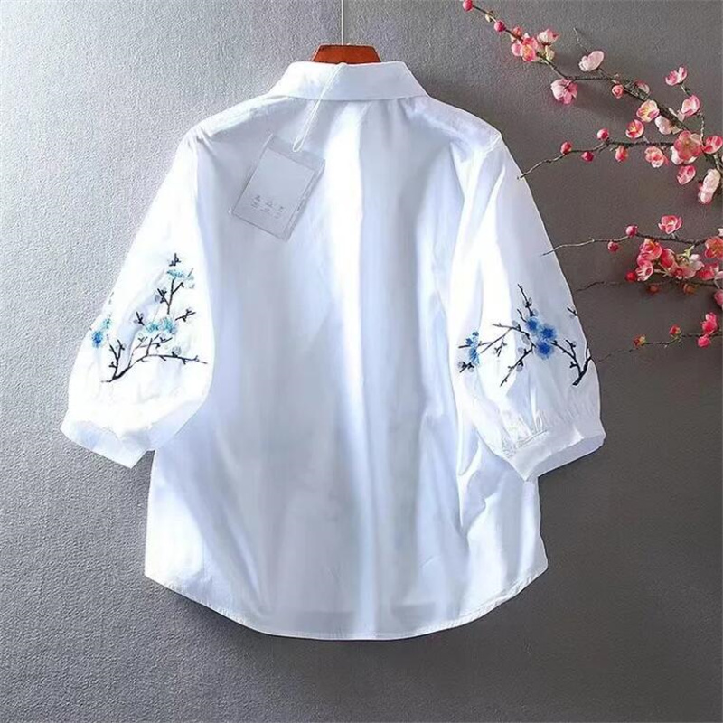 White Embroidered Shirt Women  - Embroidery Uniforms ulasan dan harga