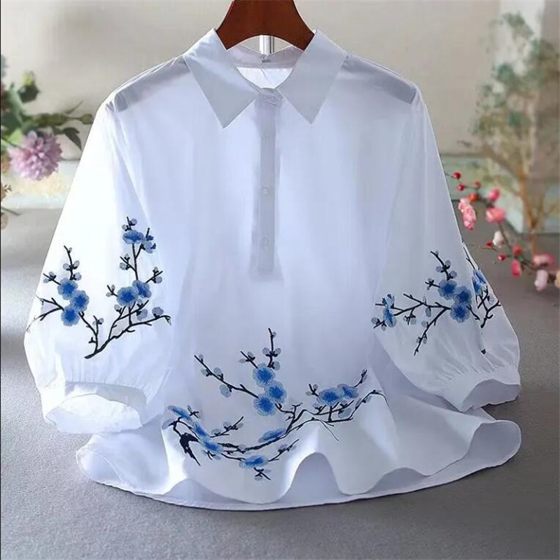 White Embroidered Shirt Women  - Embroidery Uniforms ulasan dan harga