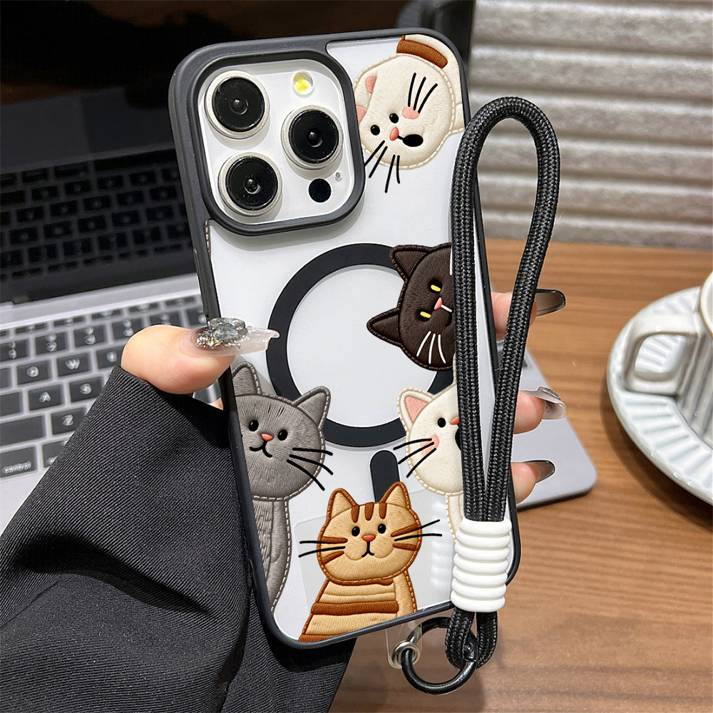 Cute Faux Embroidery Cat Phone - Embroidery Cat ulasan dan harga